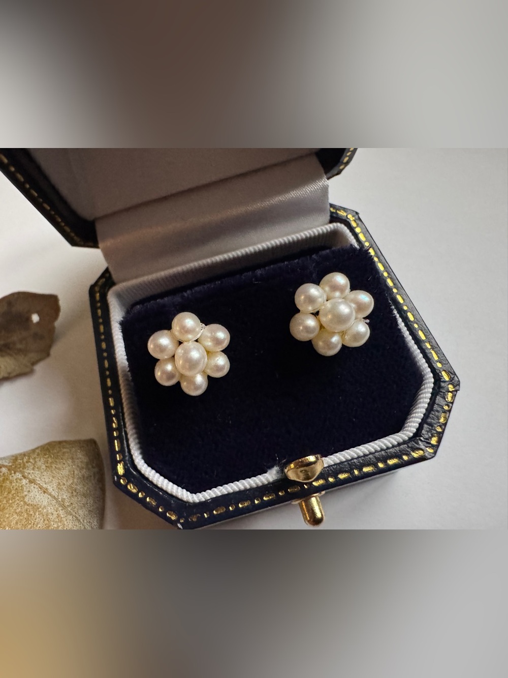 14k Gold Pearl Cluster Stud Earrings